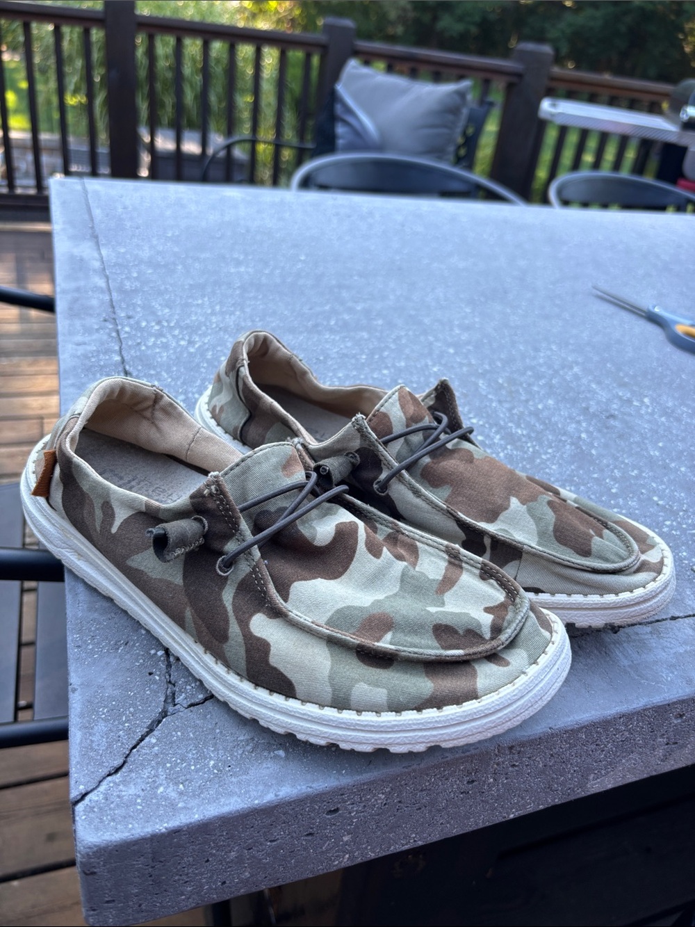 Hey Dude Women's Wendy Camouflage Slip-On Moccasins - Tan/Green